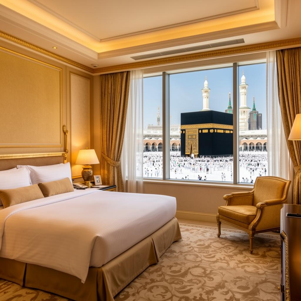 Premium hotel room with a view of the Kaaba